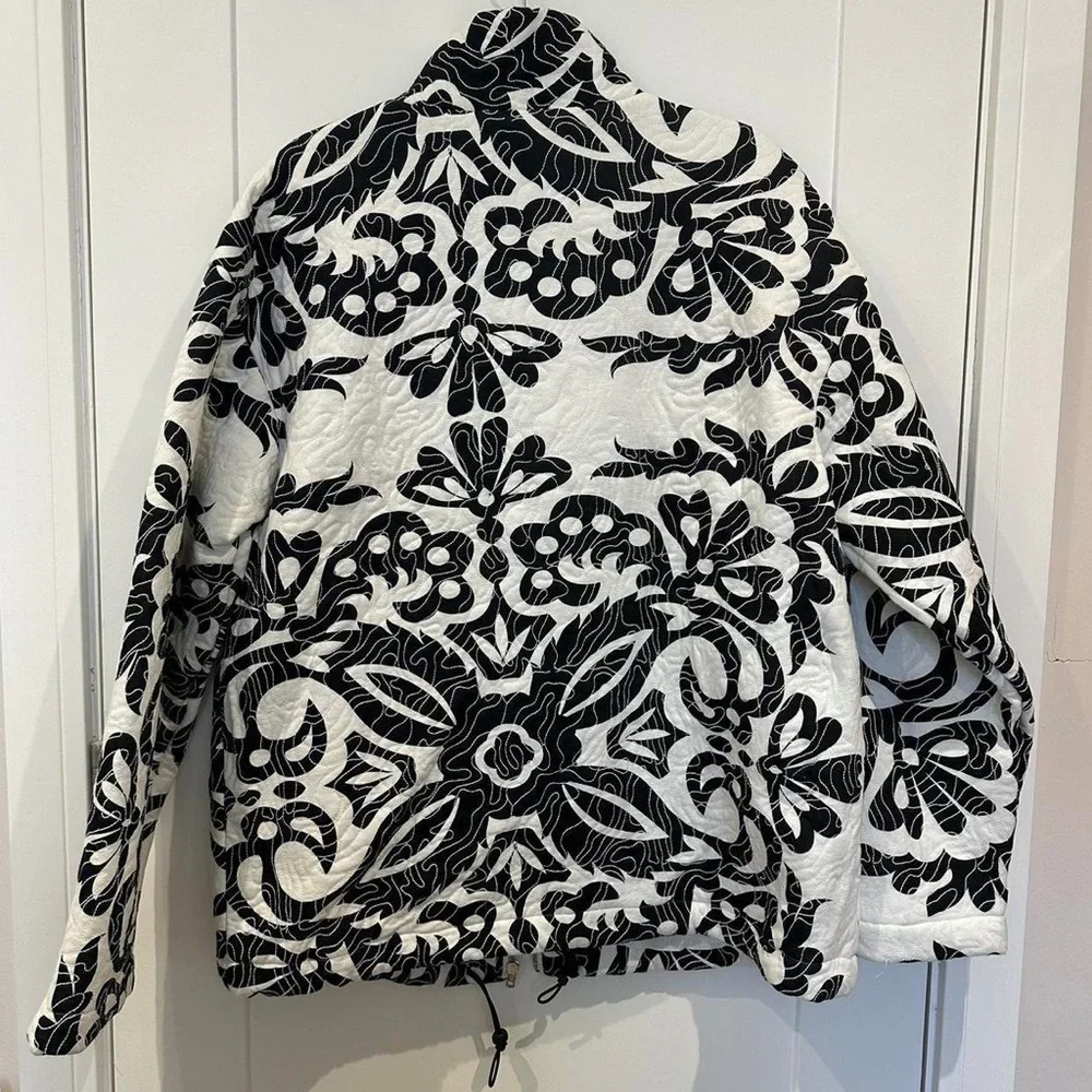 Zara QUILTED PRINTED JACKET. Ecru/Black. Size S. New with Tags. - Picture 11 of 12